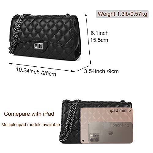 Stylish Quilted Shoulder / Crossbody Bag with Chain Strap – Black | GreenLifeHuman Emporium