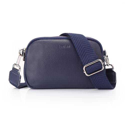Small Travel Genuine Leather Mini Crossbody - Navy Blue | GreenLifeHuman Emporium