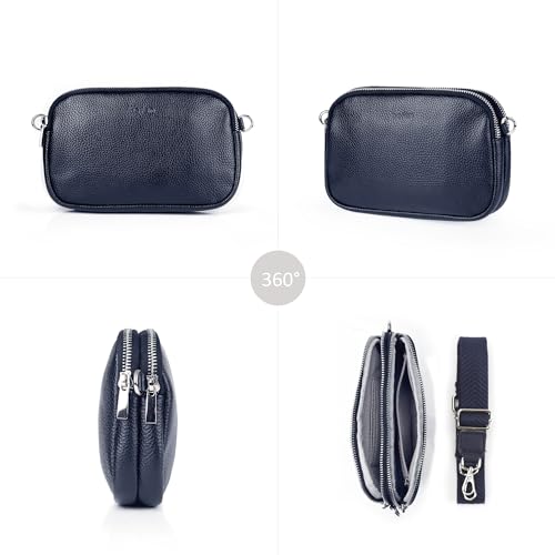 Small Travel Genuine Leather Mini Crossbody - Navy Blue | GreenLifeHuman Emporium