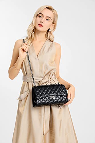 Stylish Quilted Shoulder / Crossbody Bag with Chain Strap – Black | GreenLifeHuman Emporium