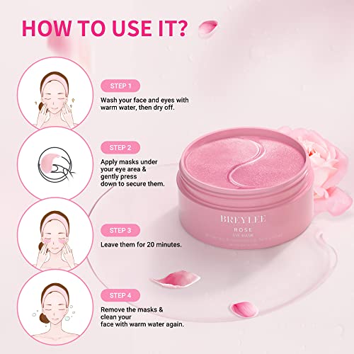 BREYLEE Rose Eye Mask Under Eye Patches - 60 Pcs | GreenLifeHuman Emporium