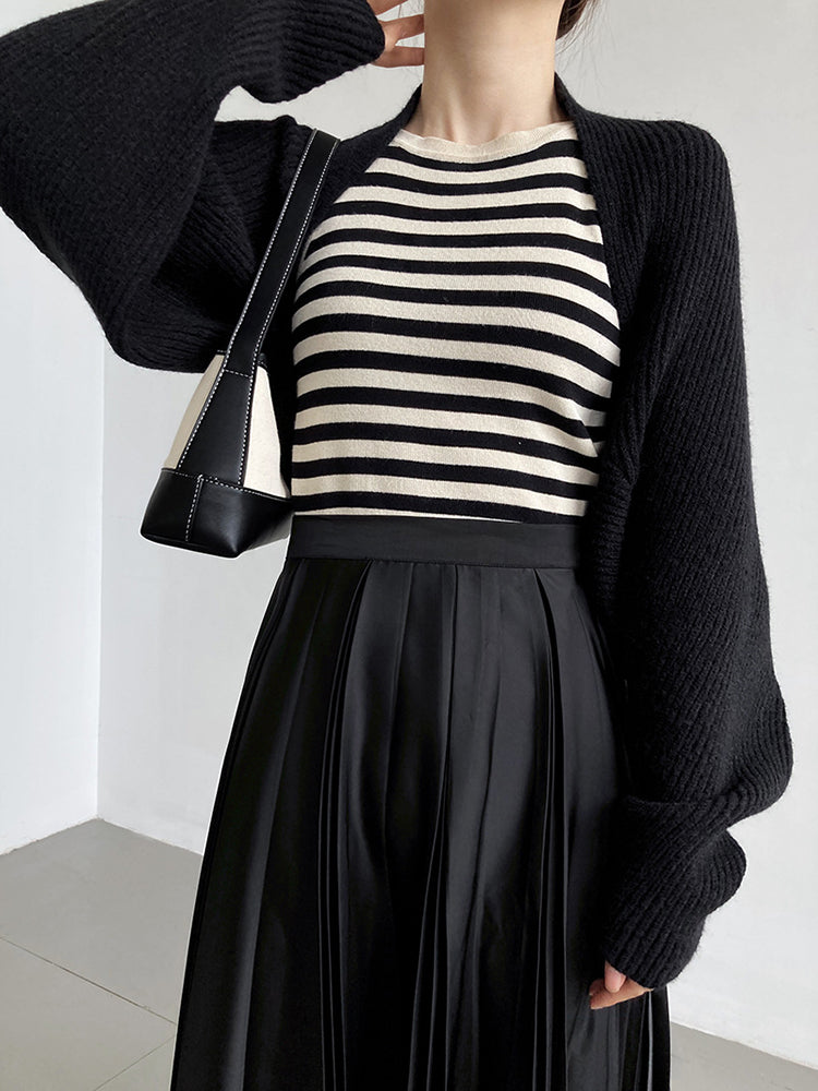 Touka Knitted Shrug Scarf - Black | GreenLifeHuman Emporium