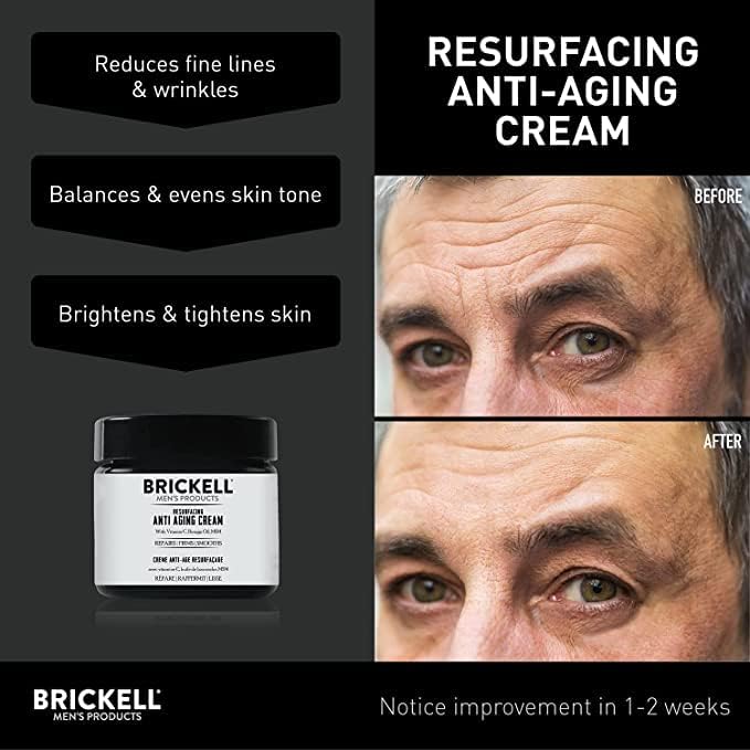 Natural & Organic with Vitamin C - Brickell Resurfacing Anti-Aging Cream for Men - Scented & unscented 57g8 | GreenLifeHuman Emporium