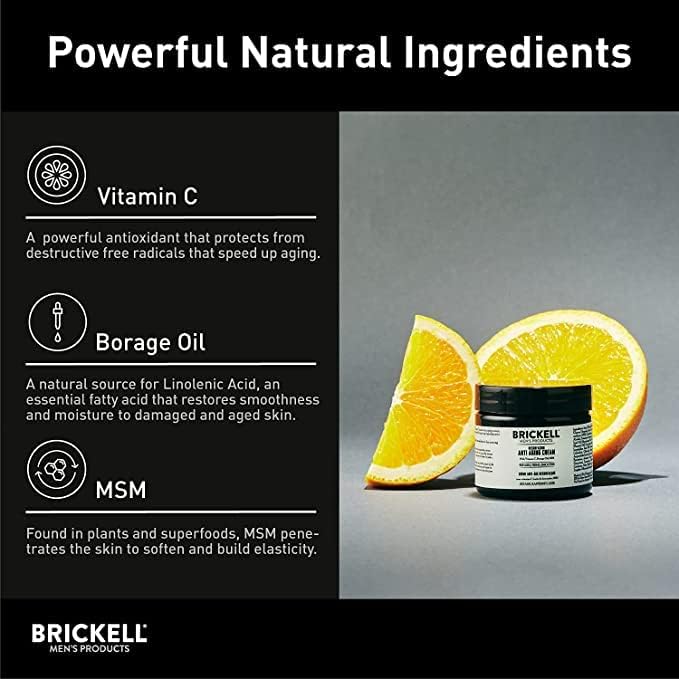 Natural & Organic with Vitamin C - Brickell Resurfacing Anti-Aging Cream for Men - Scented & unscented 57g8 | GreenLifeHuman Emporium
