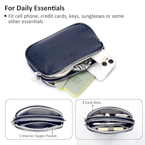 Small Travel Genuine Leather Mini Crossbody - Navy Blue | GreenLifeHuman Emporium
