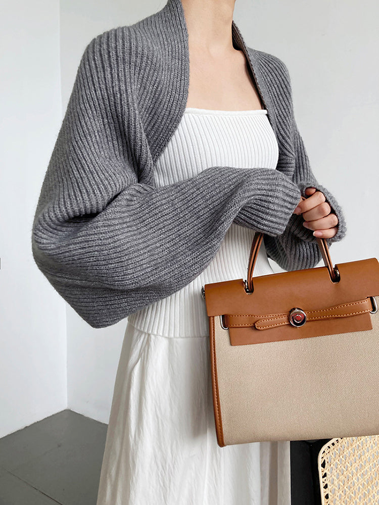 Touka Knitted Shrug Scarf - Gray | GreenLifeHuman Emporium