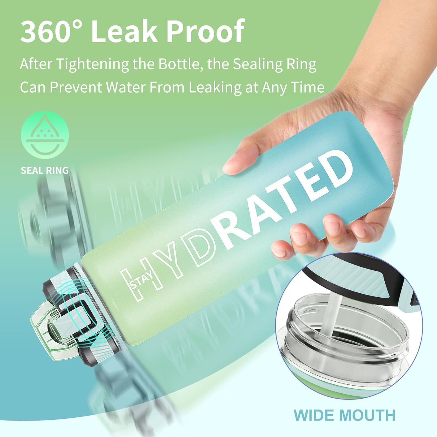 Leakproof BPA Free Water Bottle with Straw 32oz (1 Bottle) | GreenLifeHuman Emporium