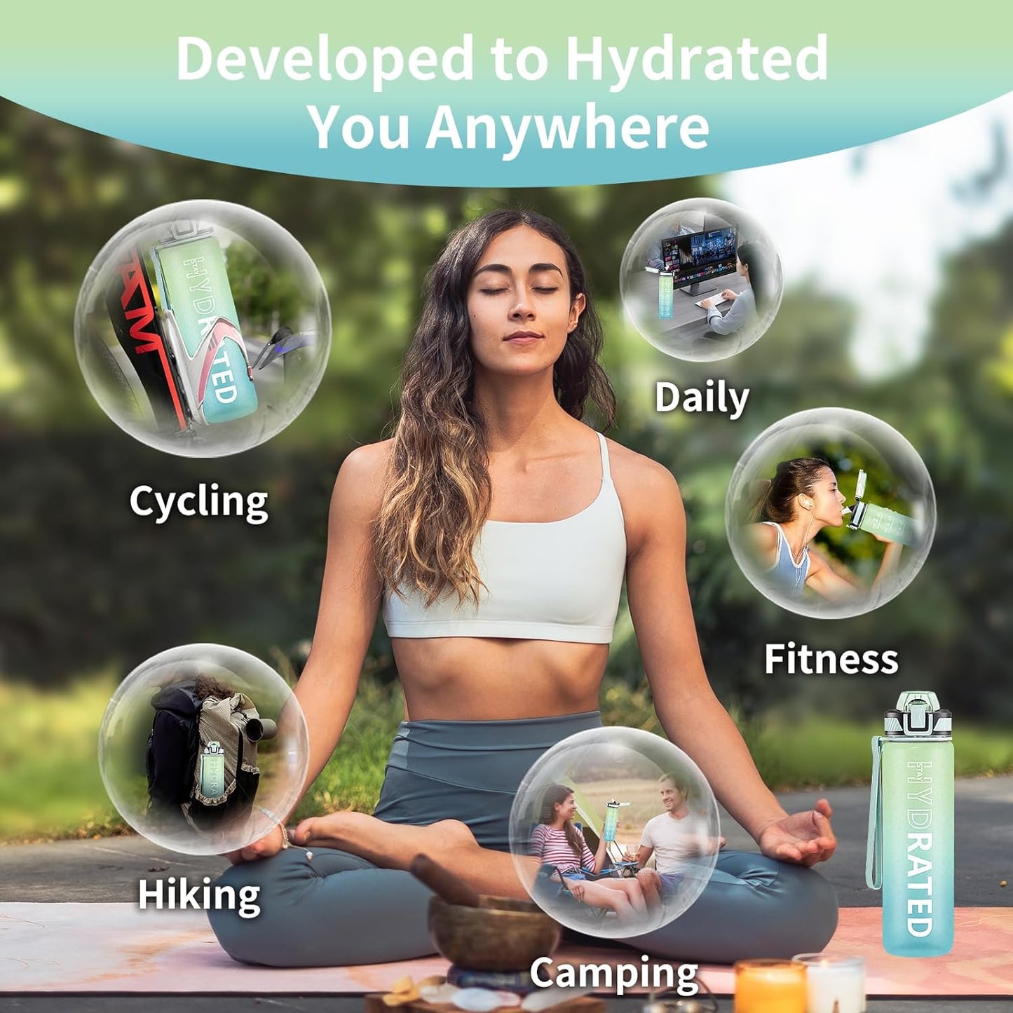 Leakproof BPA Free Water Bottle with Straw 32oz (1 Bottle) | GreenLifeHuman Emporium