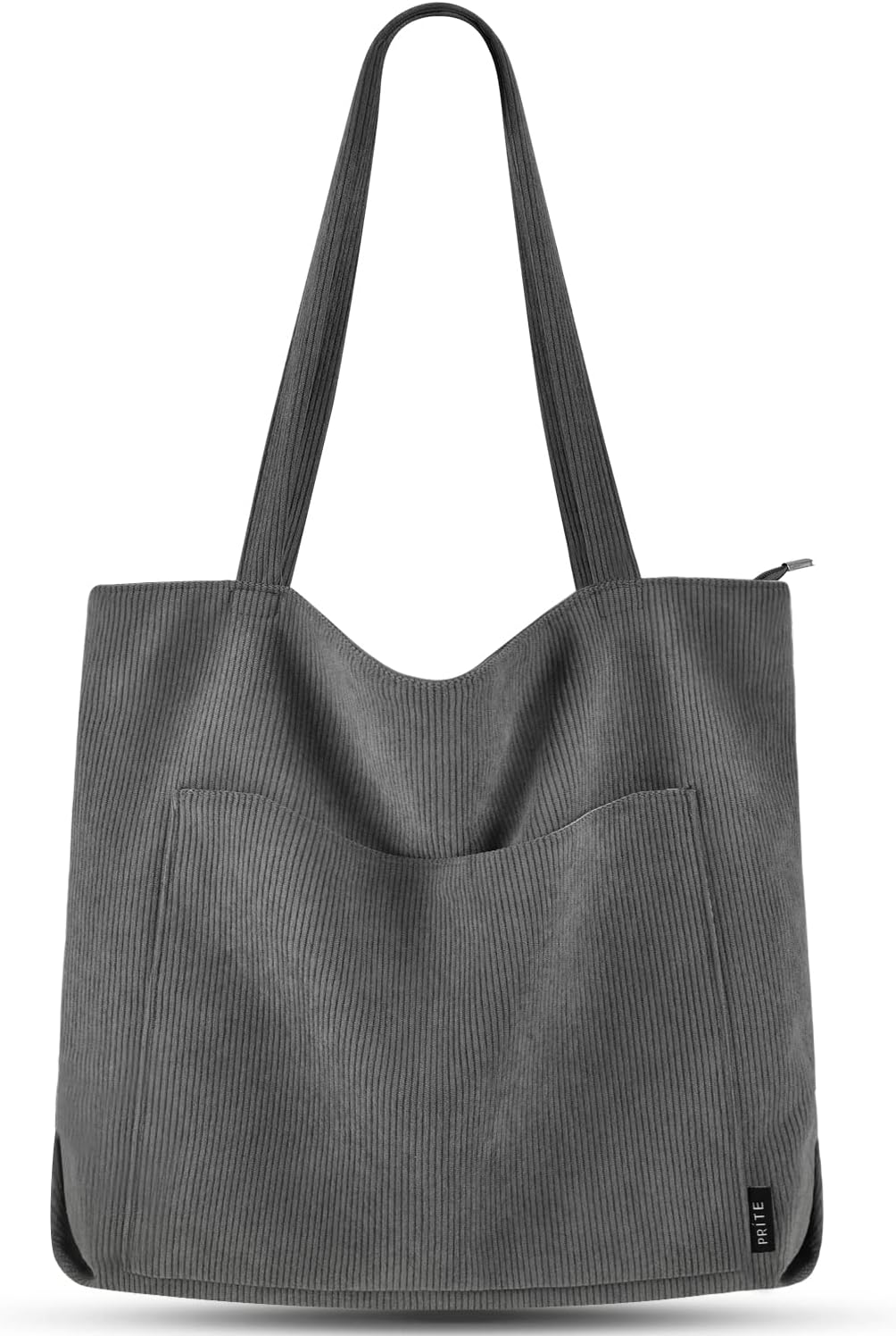 Large Corduroy Shoulder Tote Bag with Zipper and Pockets | GreenLifeHuman Emporium