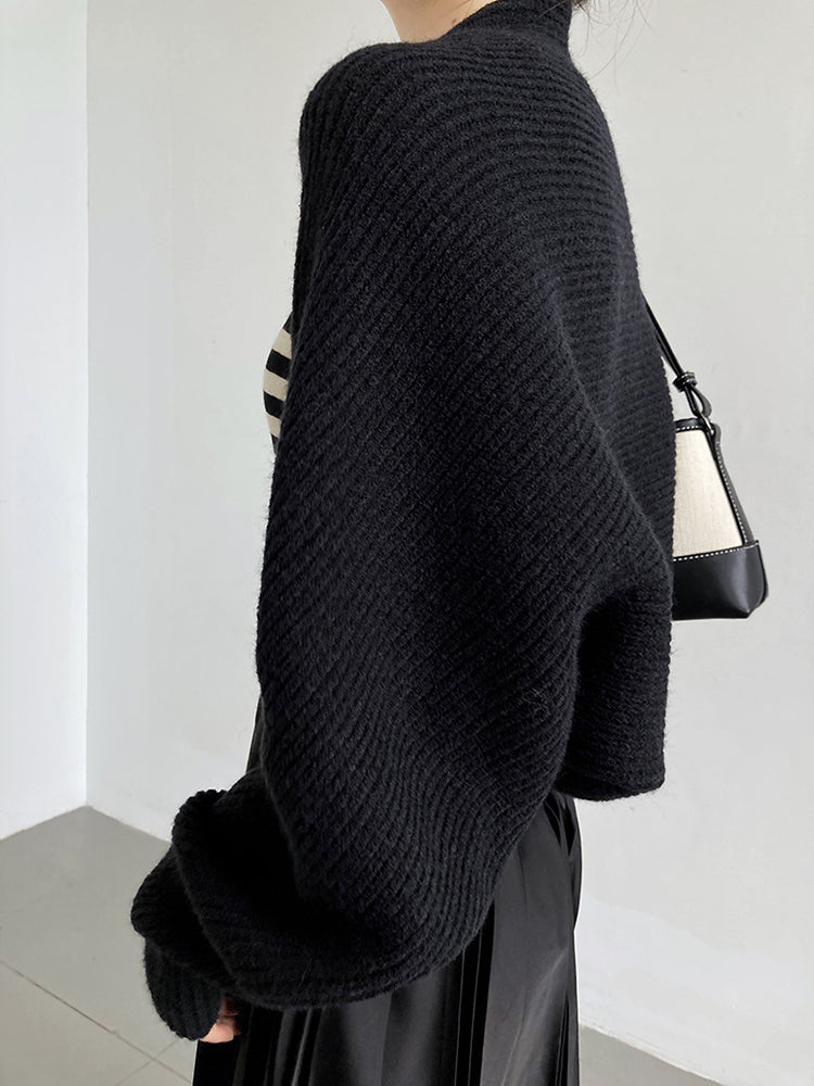 Touka Knitted Shrug Scarf - Black | GreenLifeHuman Emporium