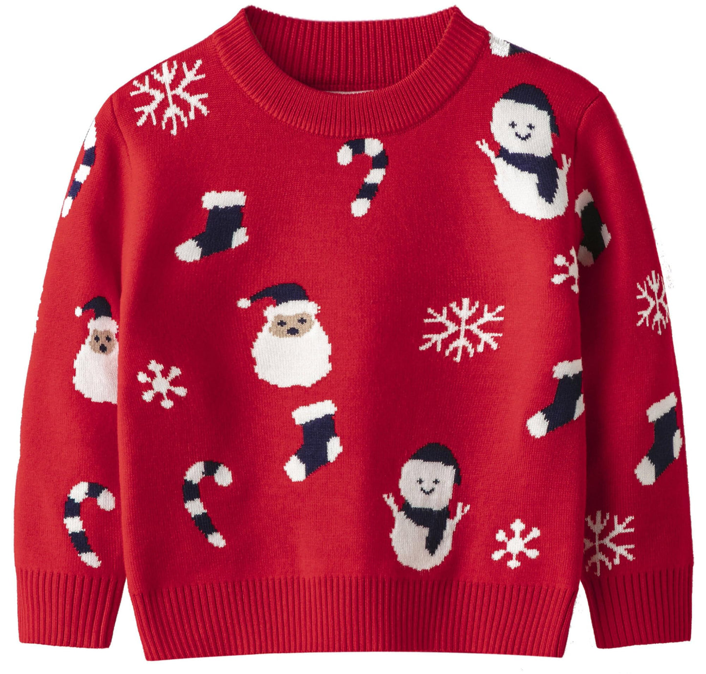 Long Sleeve Unisex Kids Christmas Sweater - Crew Neck Snowflake Reindeer Happy Cherry | GreenLifeHuman Emporium