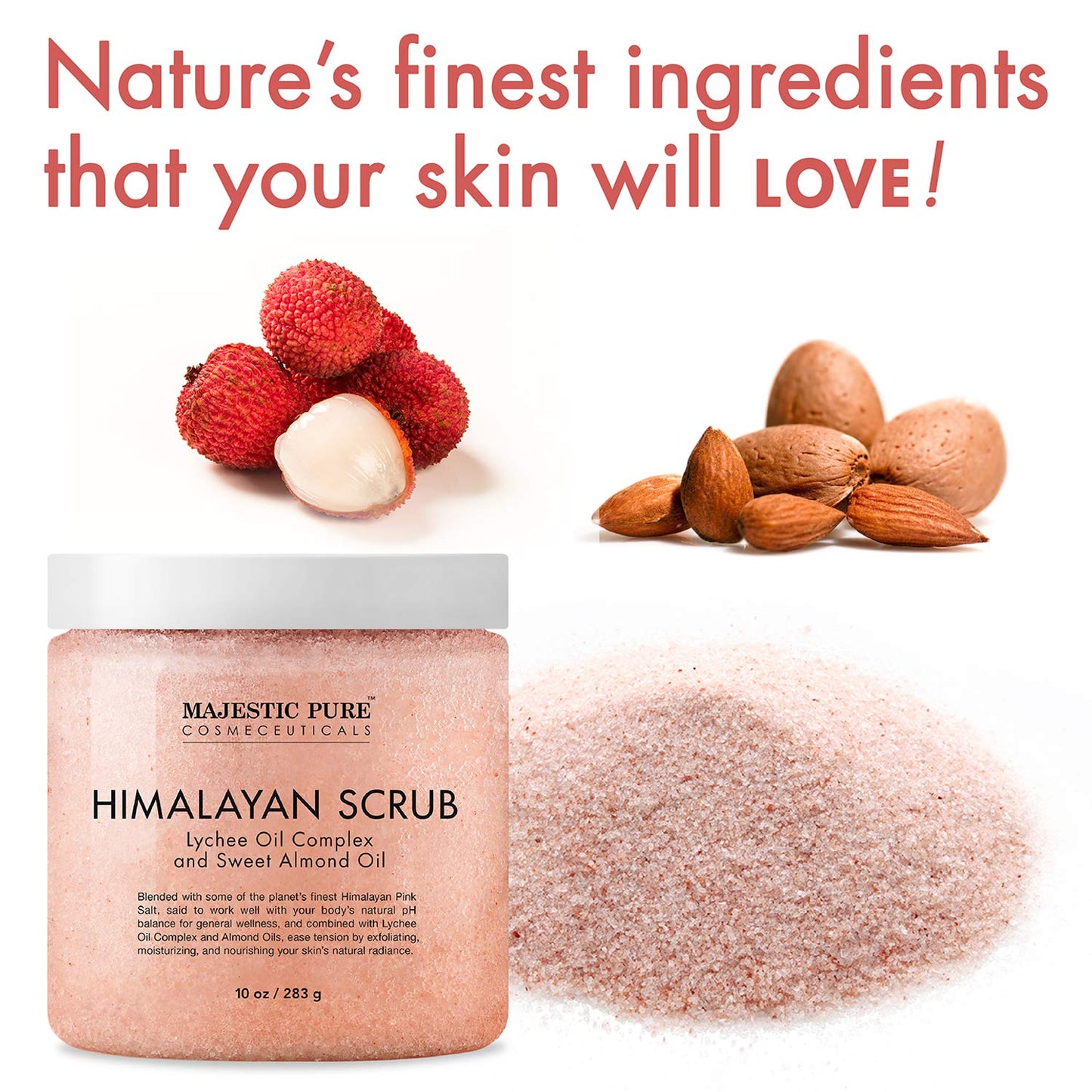 Exfoliating & Moisturizing Deep Cleansing Himalayan Salt Body Scrub with Lychee Oil - 10 oz | GreenLifeHuman Emporium