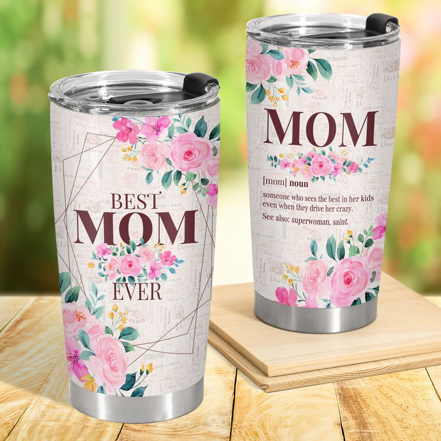 Perfect Gift for Mom - Stainless Steel Floral Mom Tumbler with Lid 20 oz | GreenLifeHuman Emporium