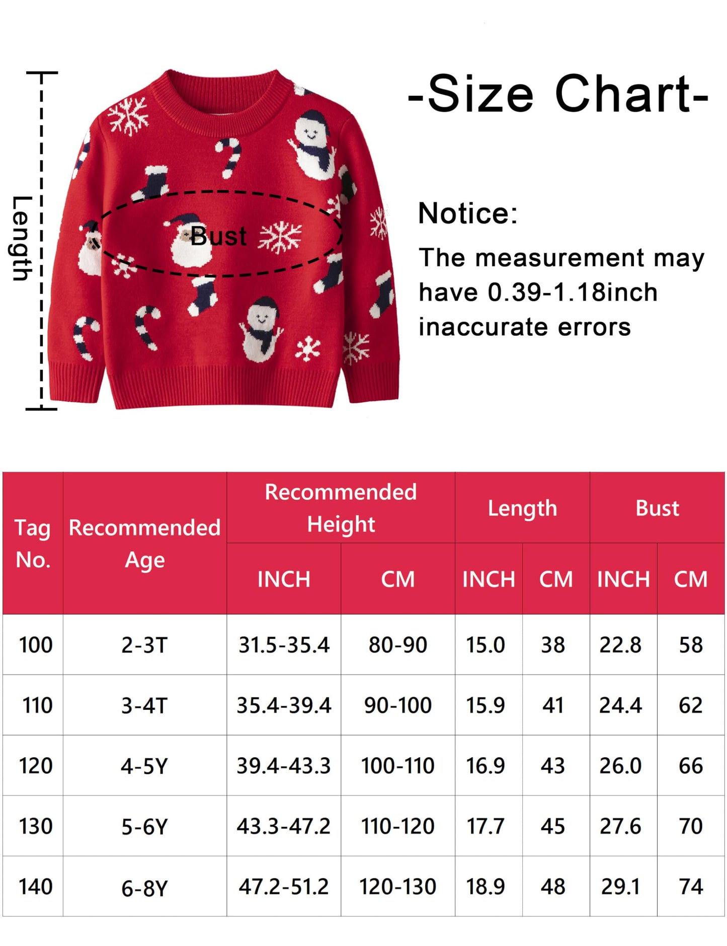 Long Sleeve Unisex Kids Christmas Sweater - Crew Neck Snowflake Reindeer Happy Cherry | GreenLifeHuman Emporium