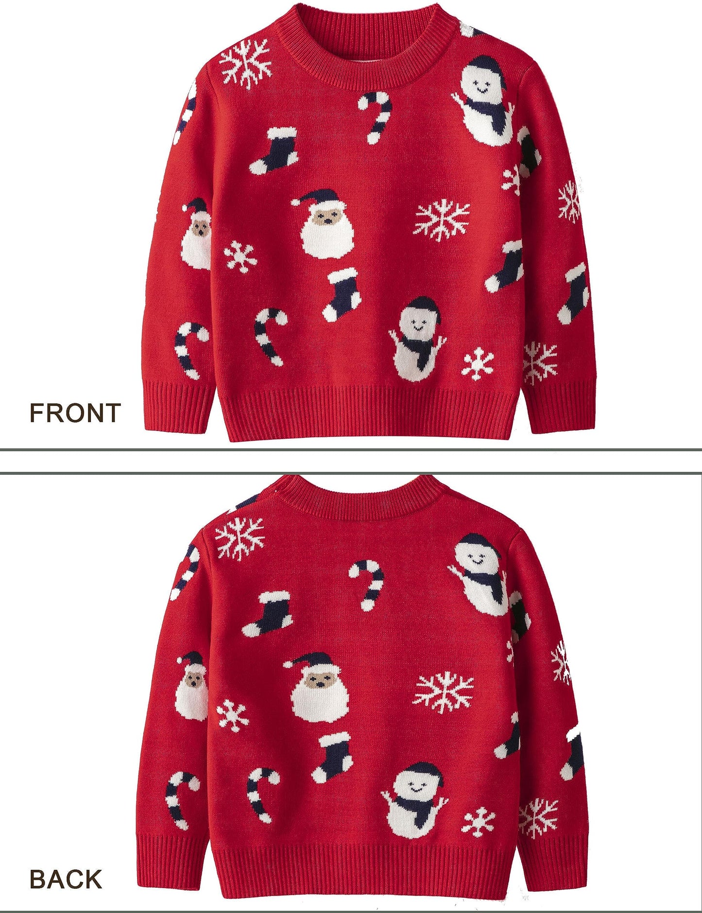 Long Sleeve Unisex Kids Christmas Sweater - Crew Neck Snowflake Reindeer Happy Cherry | GreenLifeHuman Emporium