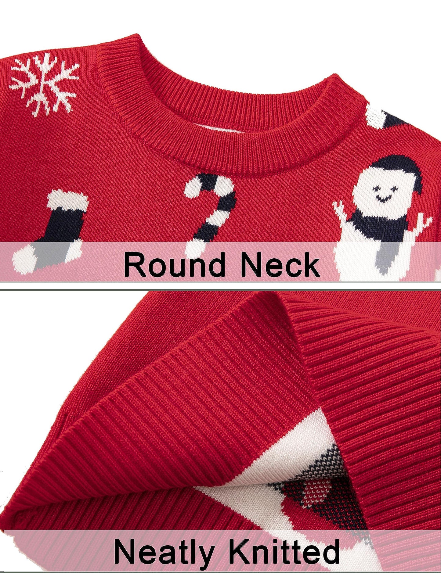Long Sleeve Unisex Kids Christmas Sweater - Crew Neck Snowflake Reindeer Happy Cherry | GreenLifeHuman Emporium