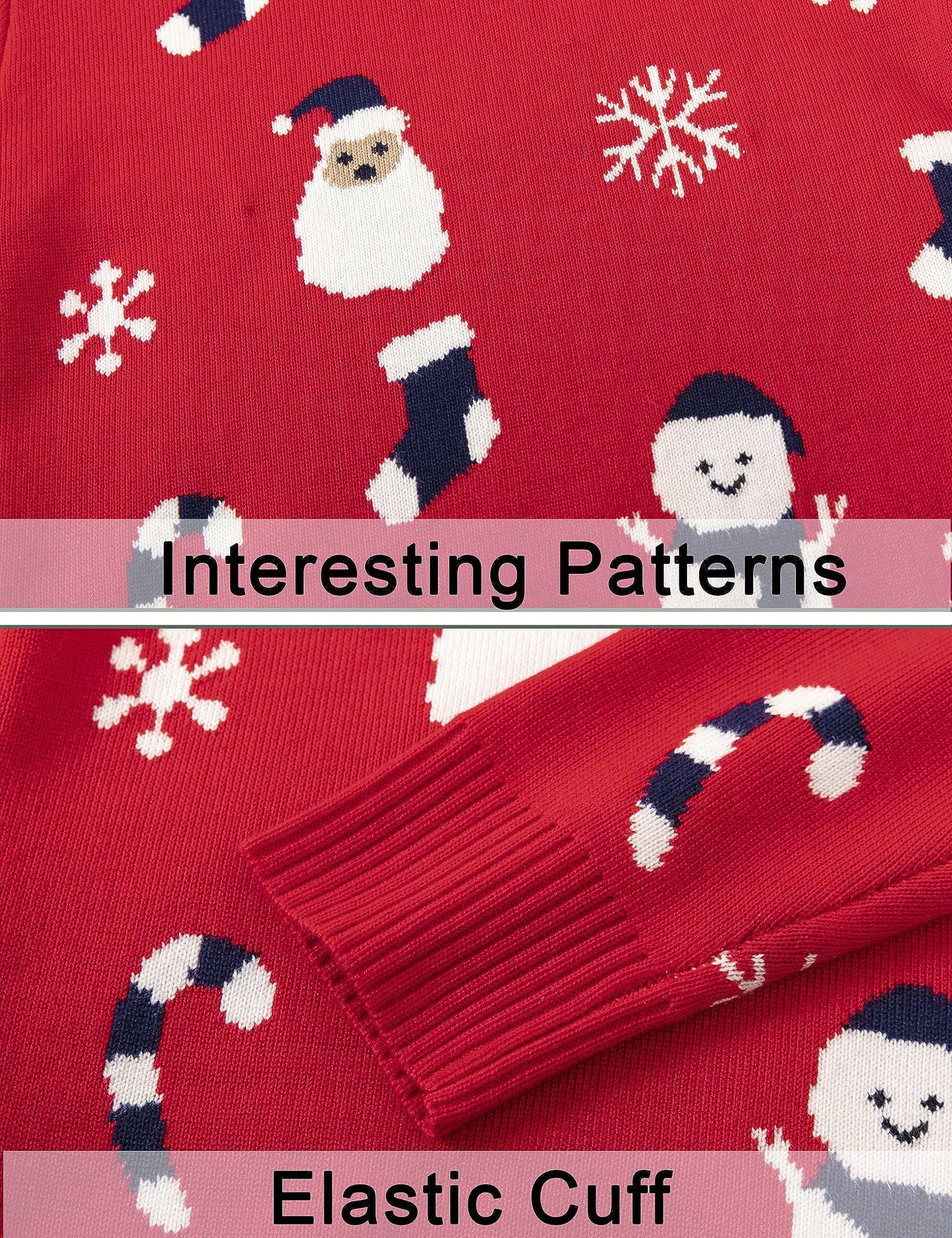 Long Sleeve Unisex Kids Christmas Sweater - Crew Neck Snowflake Reindeer Happy Cherry | GreenLifeHuman Emporium