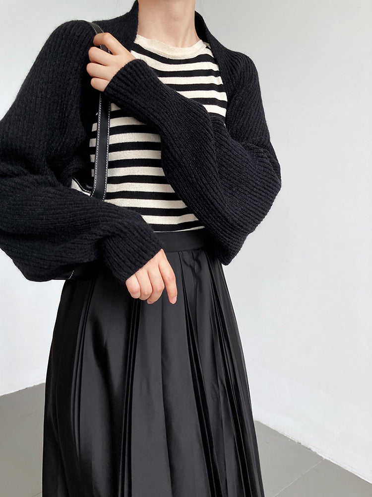 Touka Knitted Shrug Scarf - Black | GreenLifeHuman Emporium