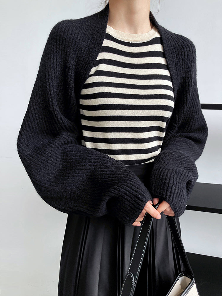 Touka Knitted Shrug Scarf - Black | GreenLifeHuman Emporium