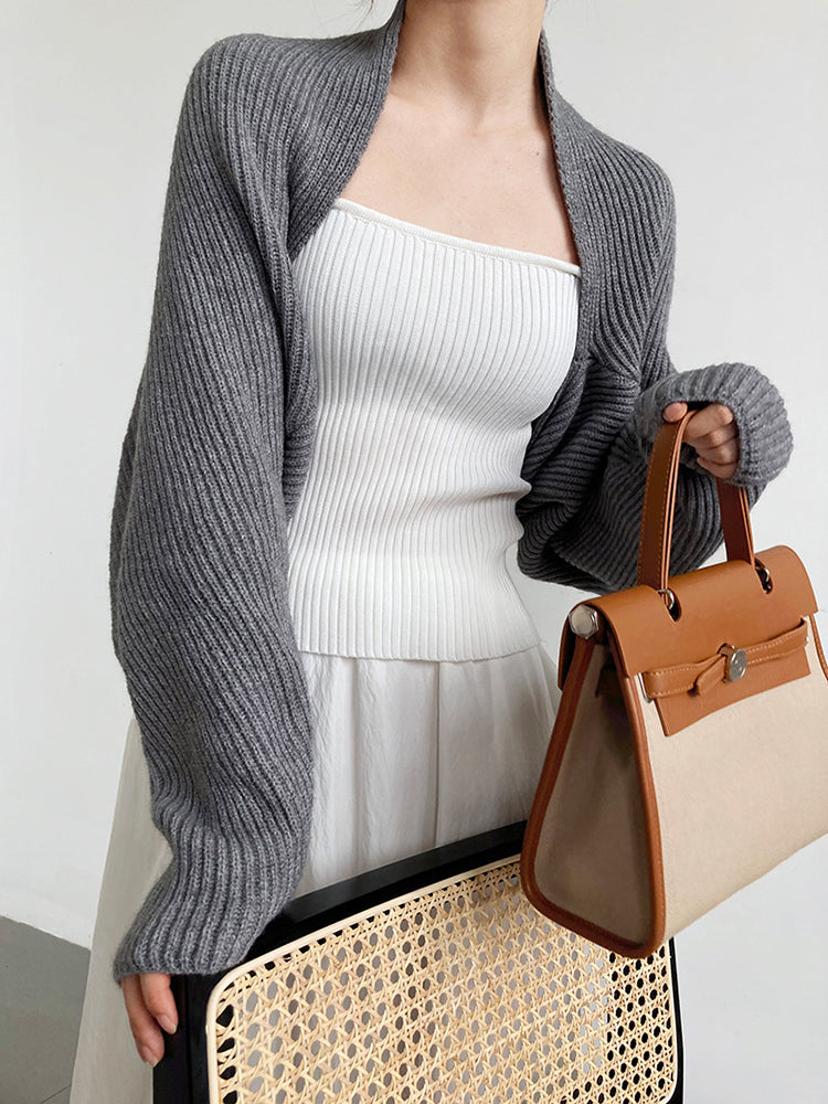 Touka Knitted Shrug Scarf - Gray | GreenLifeHuman Emporium