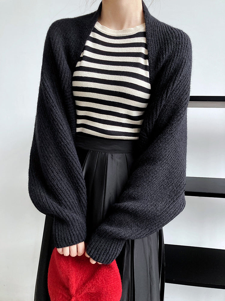Touka Knitted Shrug Scarf - Black | GreenLifeHuman Emporium