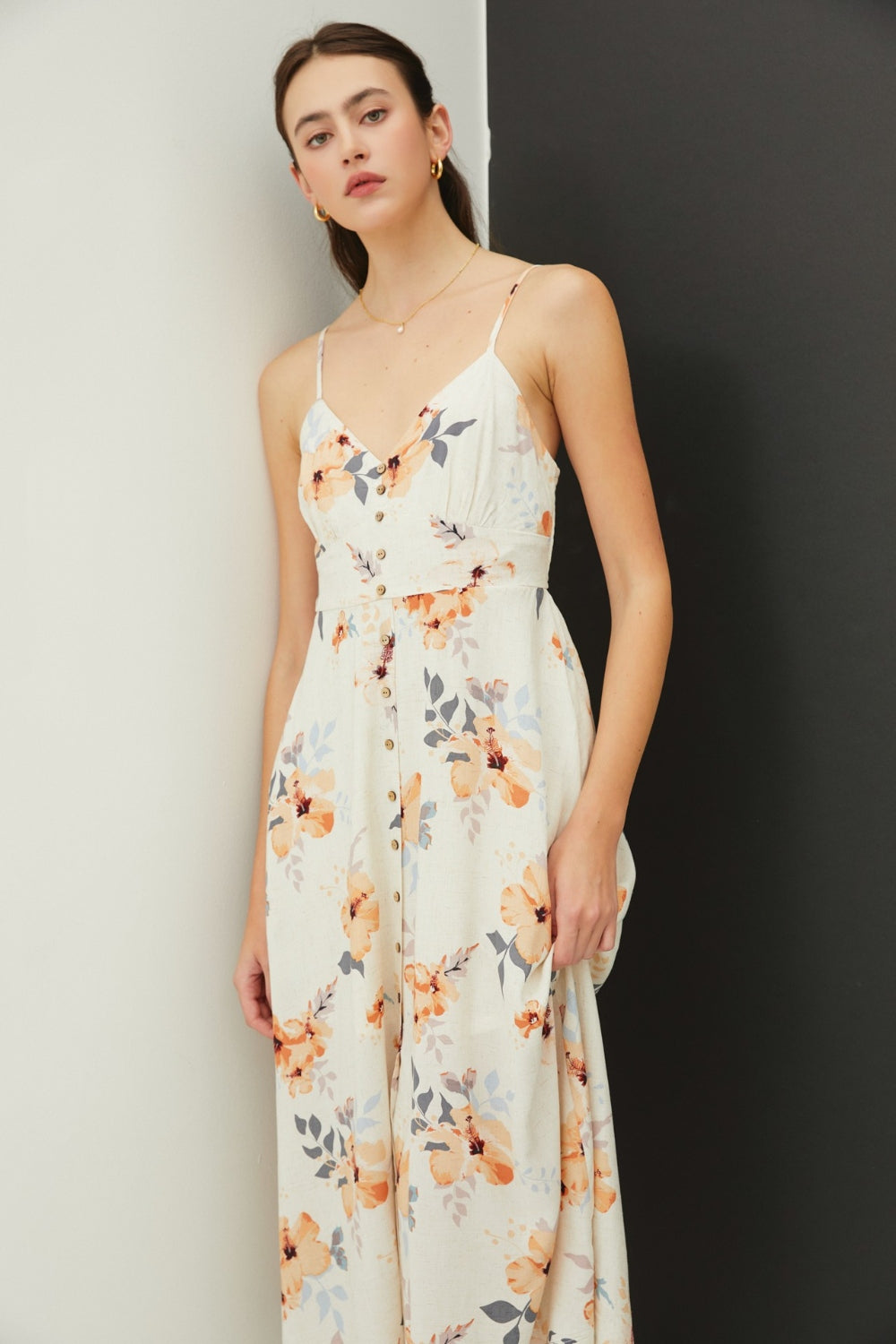 Summer Serenity: Floral Cami Midi Dress