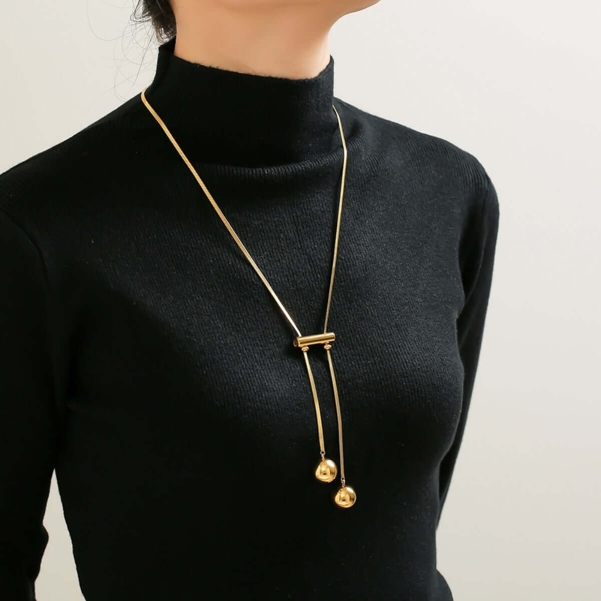 18K Gold-Plated Titanium Hollow Bead Necklace
