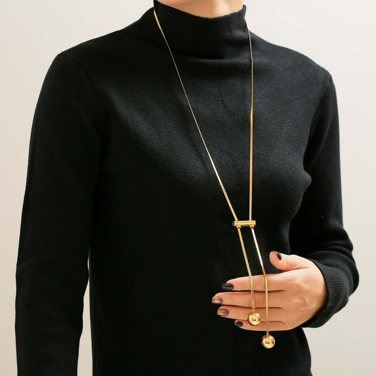 18K Gold-Plated Titanium Hollow Bead Necklace
