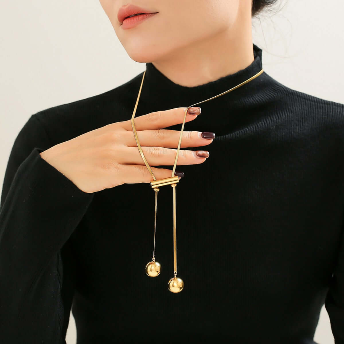 18K Gold-Plated Titanium Hollow Bead Necklace