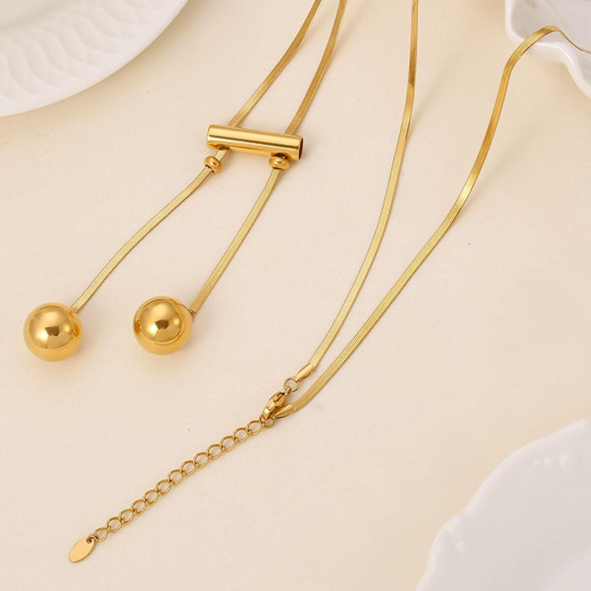 18K Gold-Plated Titanium Hollow Bead Necklace