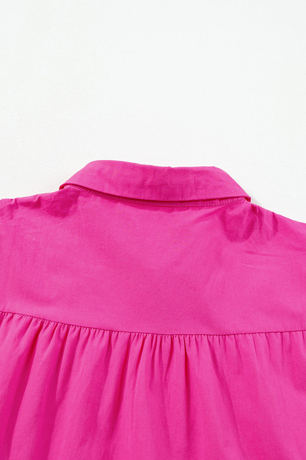 Vintage Charm: Ric-Rac Detailing Rose Red Puff Sleeve Shirt Dress