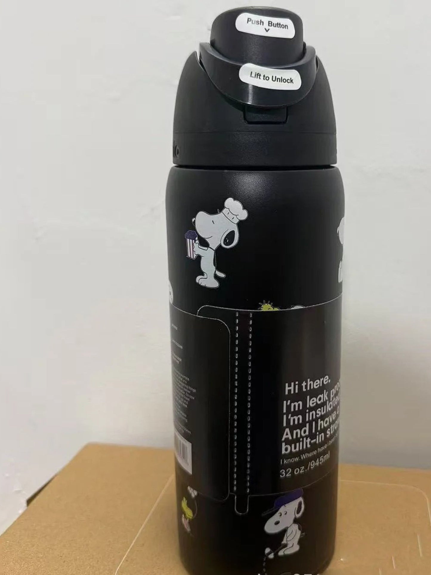 Cartoon Insulated Water Bottle with Straw 24oz/32oz