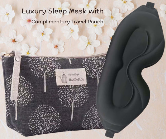 3D Blackout Sleep Eye Mask with Travel Pouch - Comfort Mask