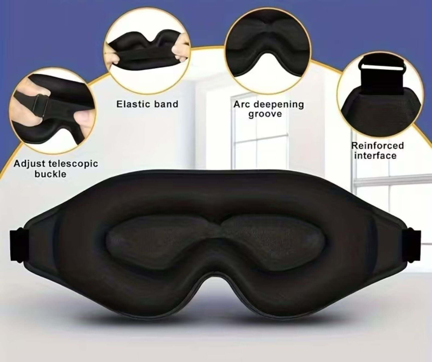 3D Blackout Sleep Eye Mask with Travel Pouch - Comfort Mask