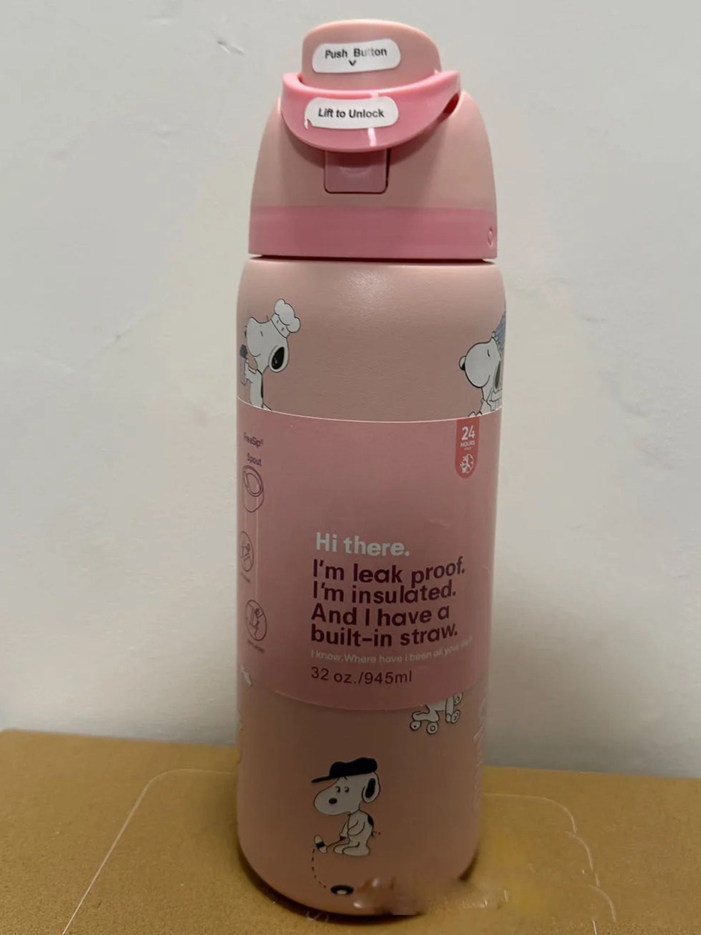 Cartoon Insulated Water Bottle with Straw 24oz/32oz