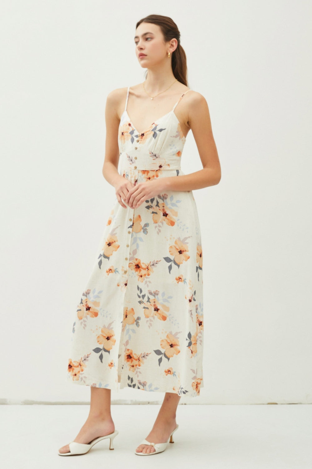 Summer Serenity: Floral Cami Midi Dress