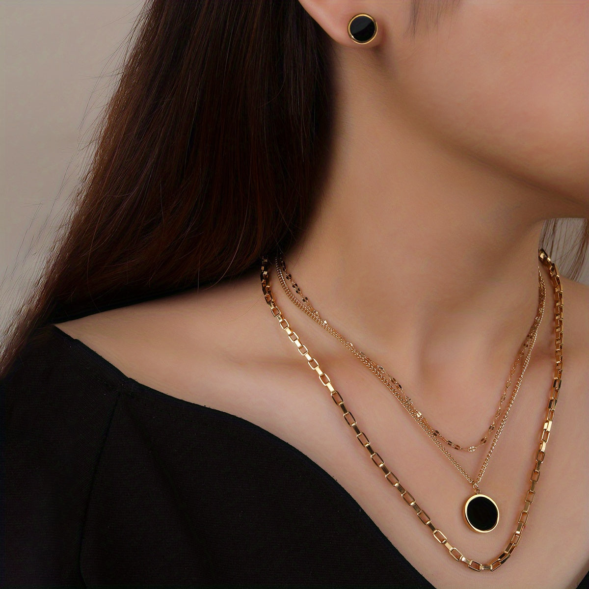 Elegant Multi-Layered 3pcs 18K gold plated Stainless Steel Jewelry Set | GreenLifeHuman Emporium