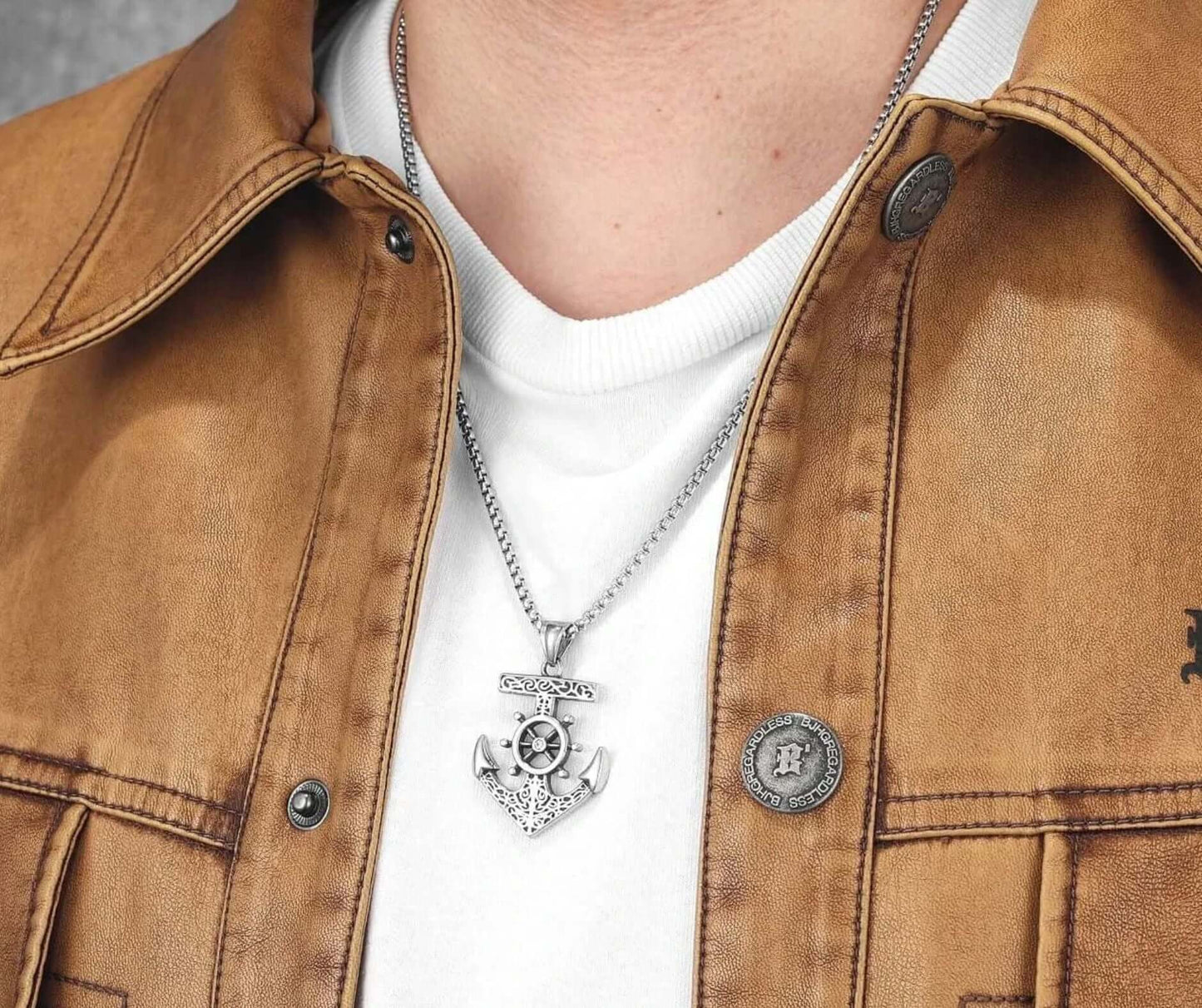 Anchor Energy: Punk Style Rudder Steel Necklace