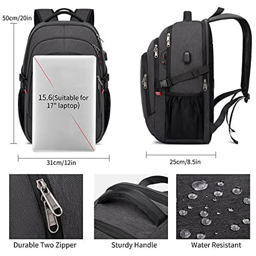 All-in-One 17.3" Travel Backpack with USB & RFID Protection