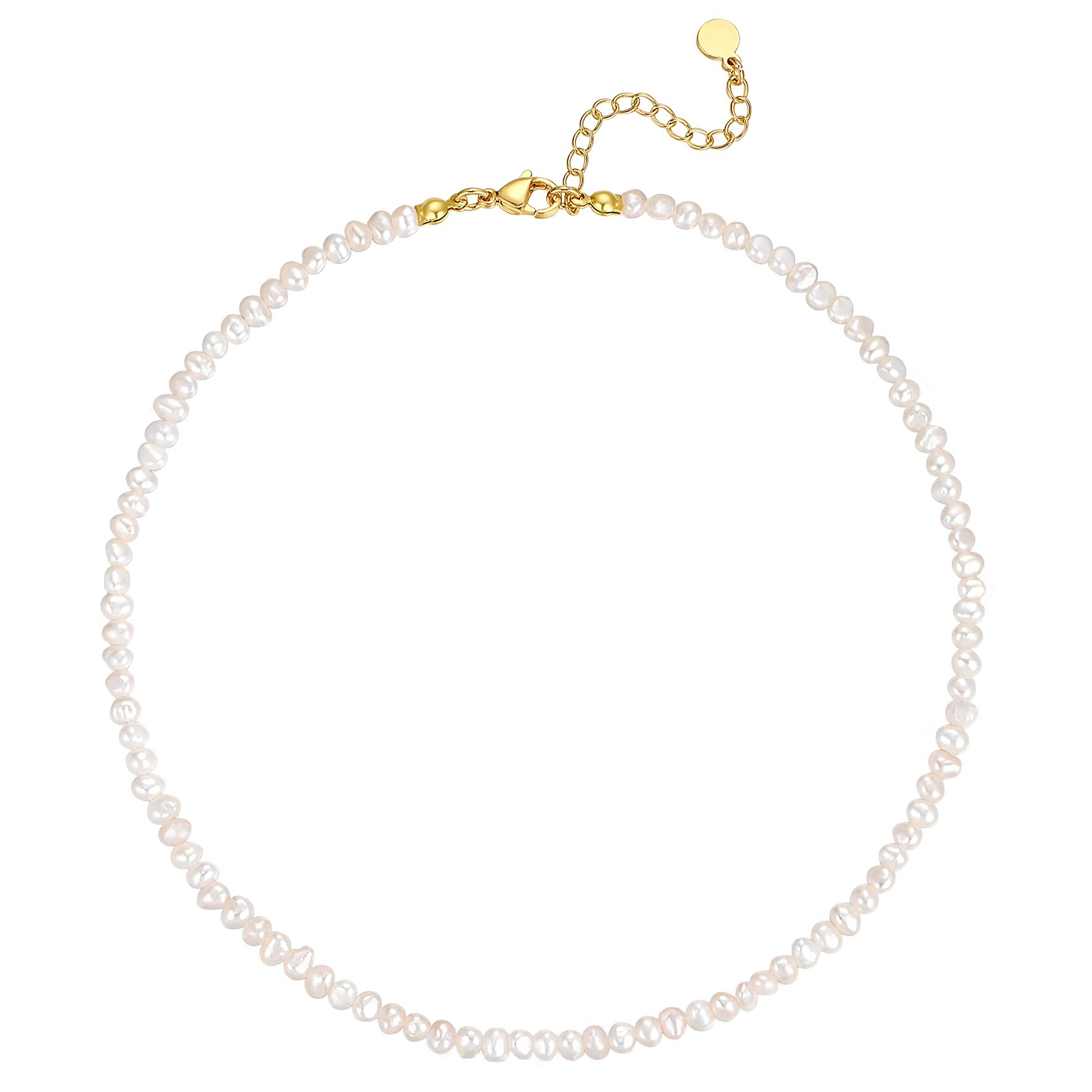 Baroque Pearl Choker Necklace – 3-4mm Freshwater Pearls 16"