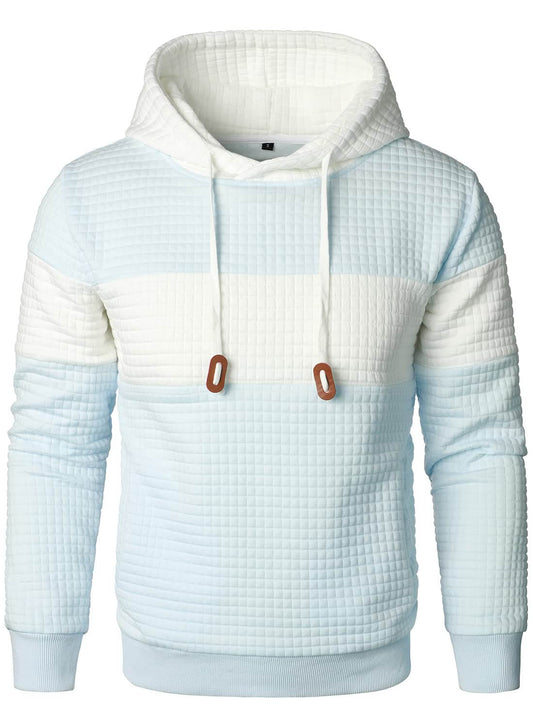 Cool Comfort: Men’s Long-Sleeved Plaid Hooded Sweatshirt