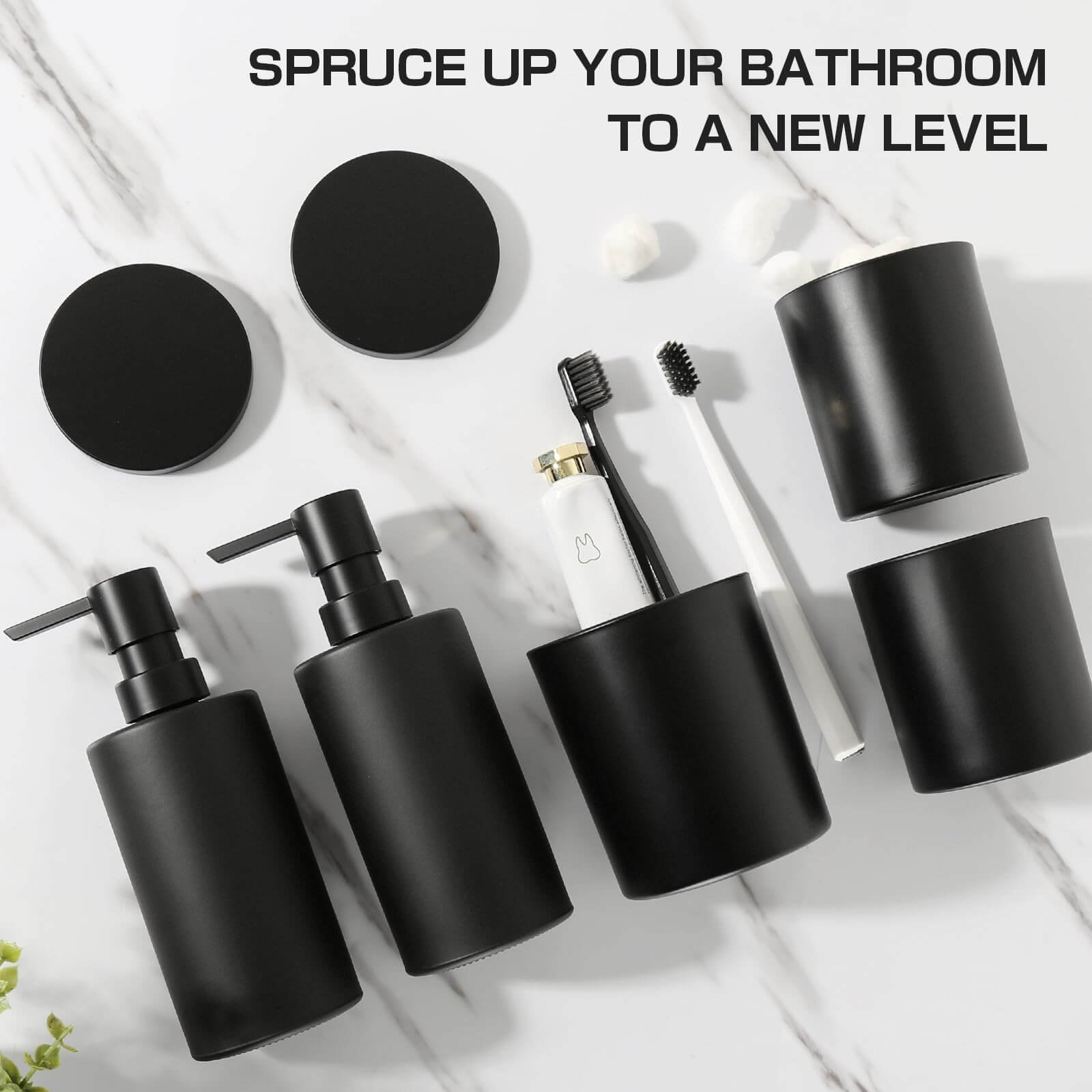 Matte Black Elegance: 5-Piece Bathroom Accessory Set