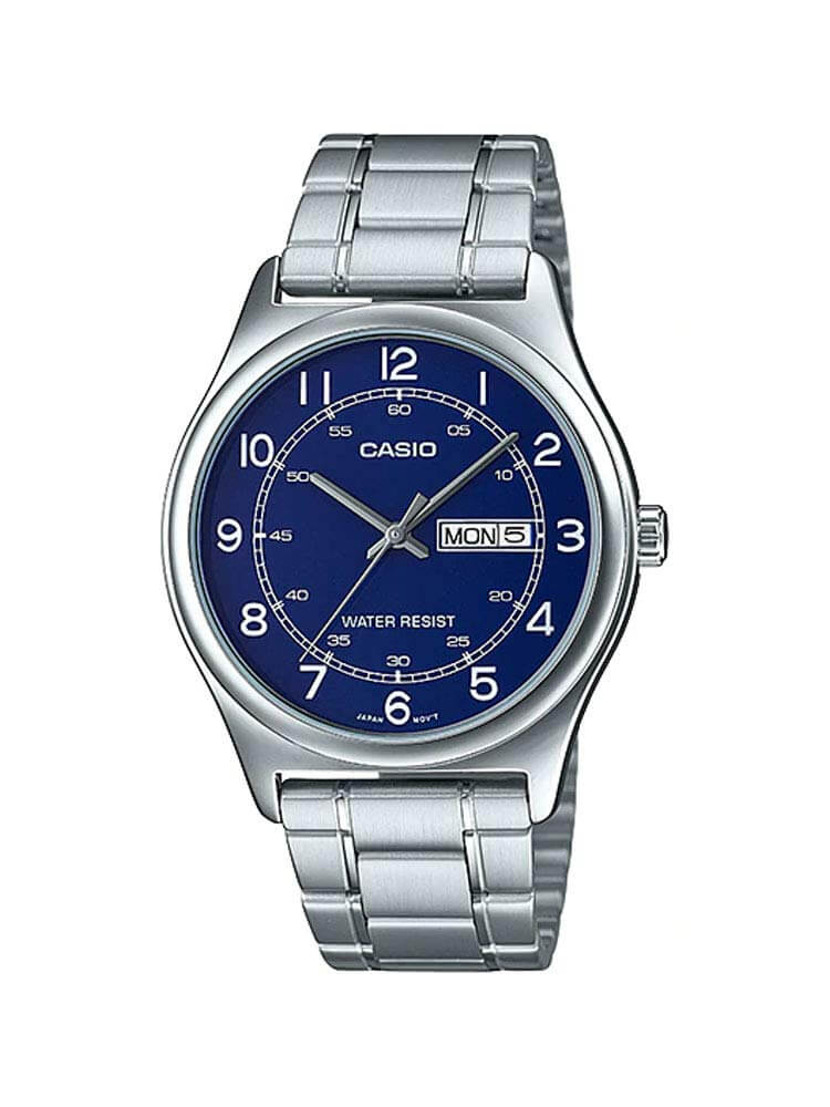 Casio Men's Blue Dial Stainless Steel Dress Watch