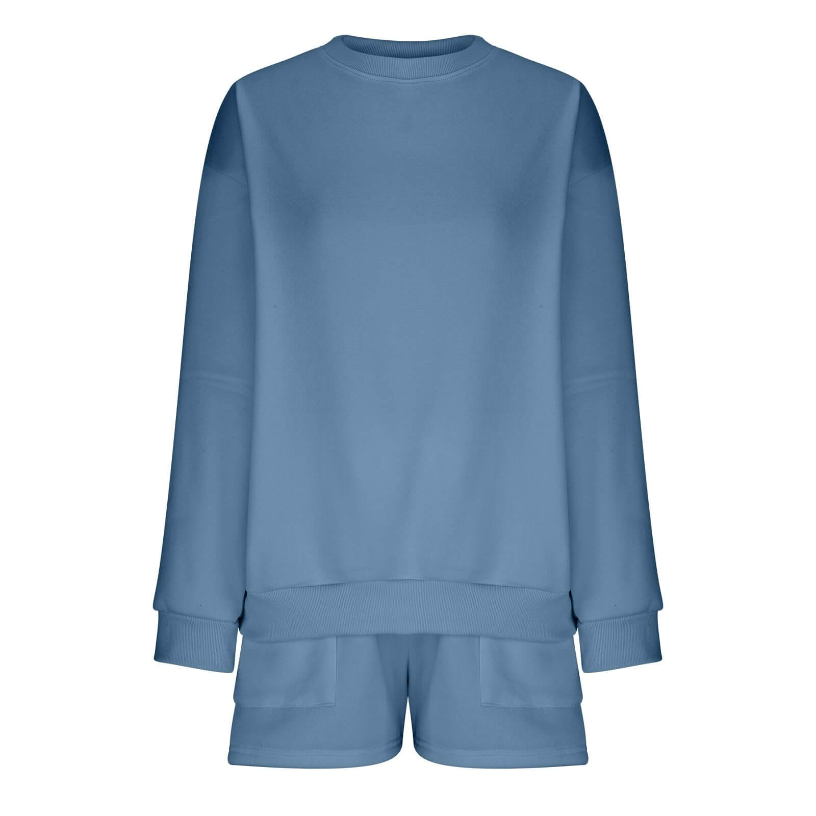 Blue Breeze: 2-Piece Sweatshirt & Shorts Loungewear Set