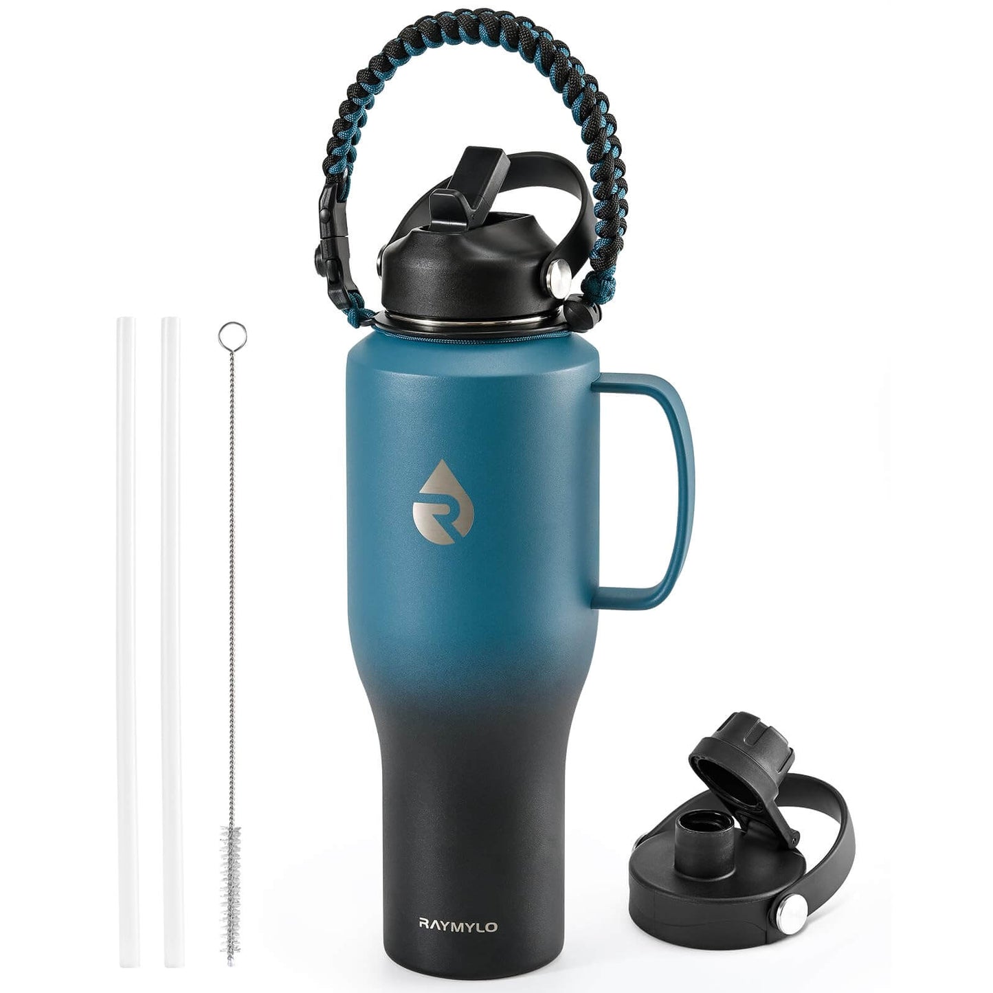 Adventure-Ready: 40oz Insulated Tumbler with Handle, Straw Lid & Paracord