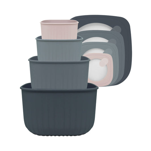 Premium BPA-Free Mixing Bowls Set of 4 - Heavy Duty Food Prep & Storage (Grey)