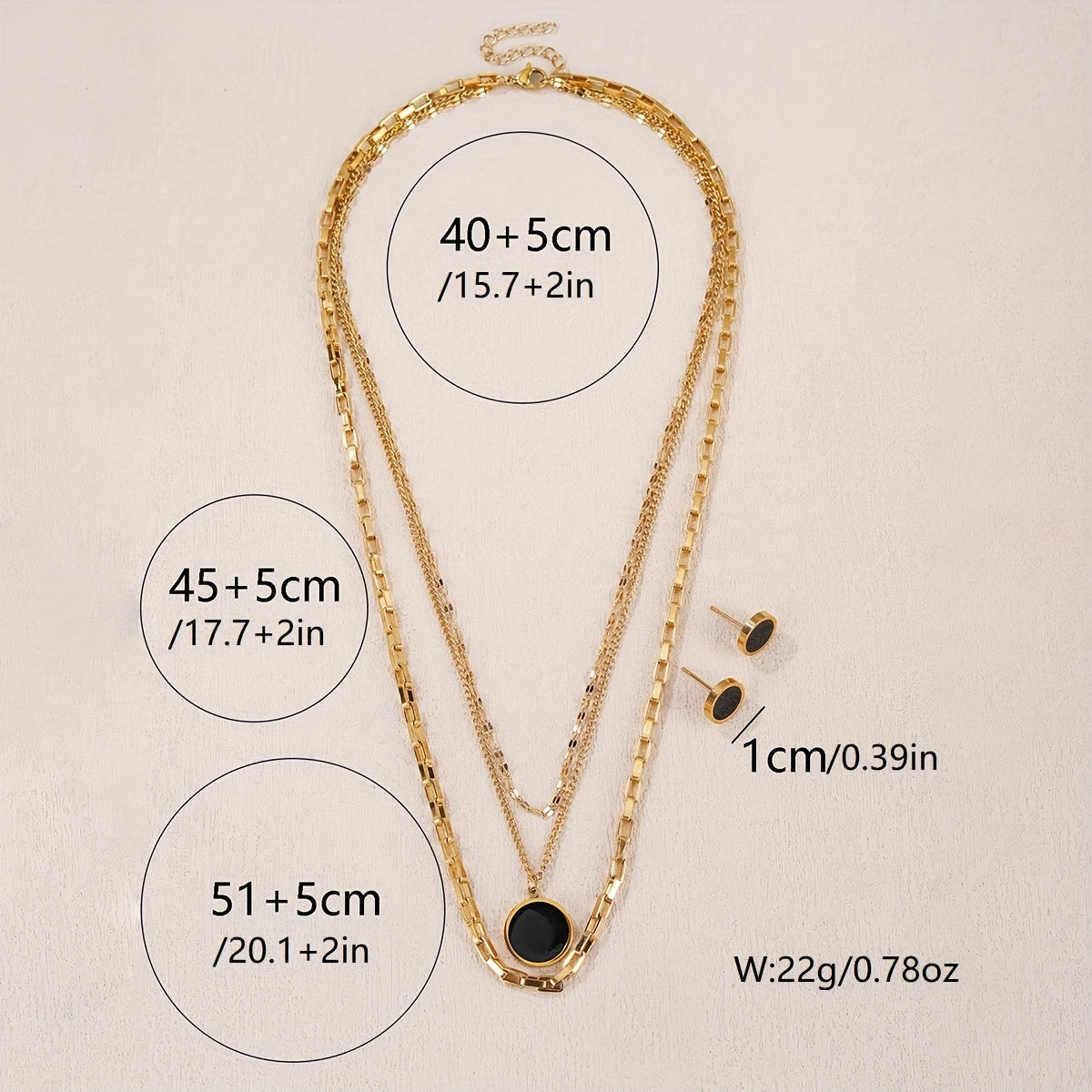 Elegant Multi-Layered 3pcs 18K gold plated Stainless Steel Jewelry Set | GreenLifeHuman Emporium