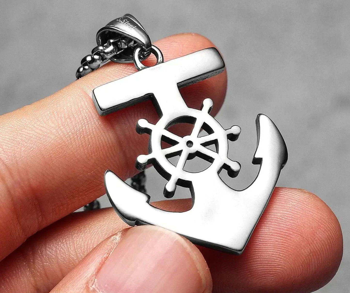 Anchor Energy: Punk Style Rudder Steel Necklace