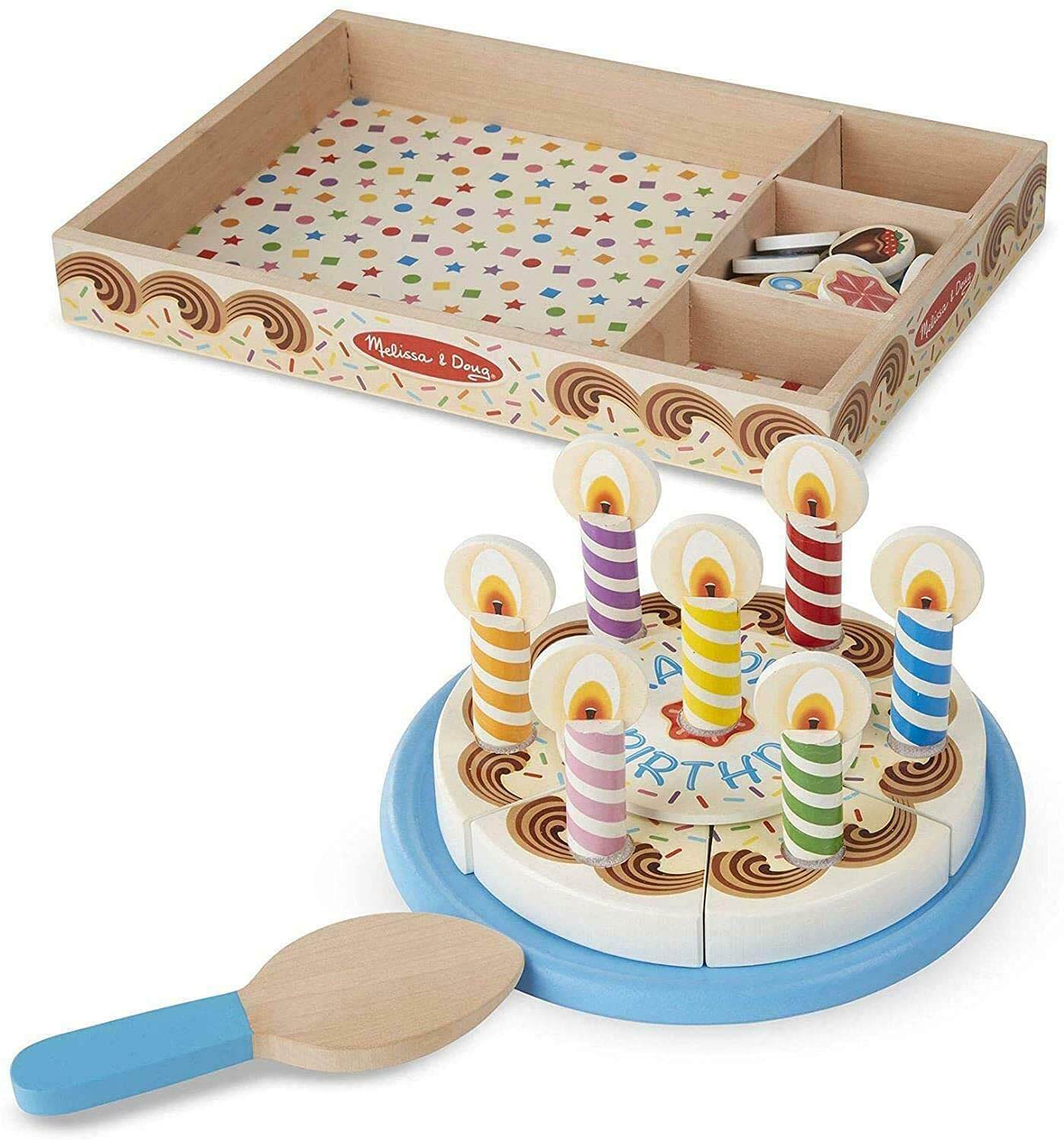 Pretend Play Fun: 34-Piece Wooden Birthday Cake Set