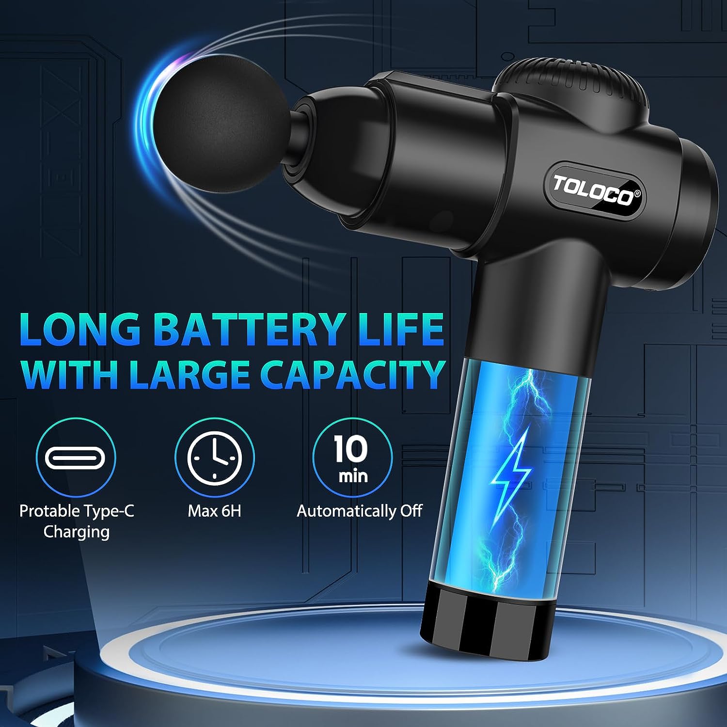 TOLOCO Muscle Massage Gun for Athletes - Deep Tissue Massager (Black) | GreenLifeHuman Emporium